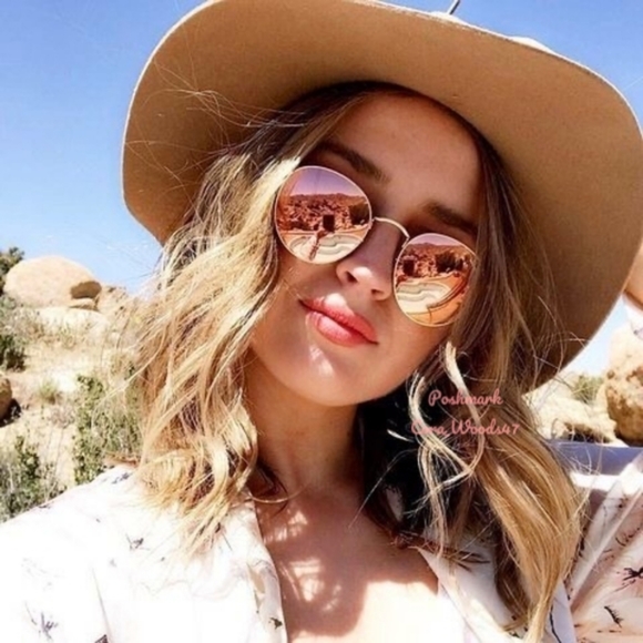 RayBan Round Metal Pink Flash Lenses RB3447 Gold Frame Unisex New - Picture 12 of 15